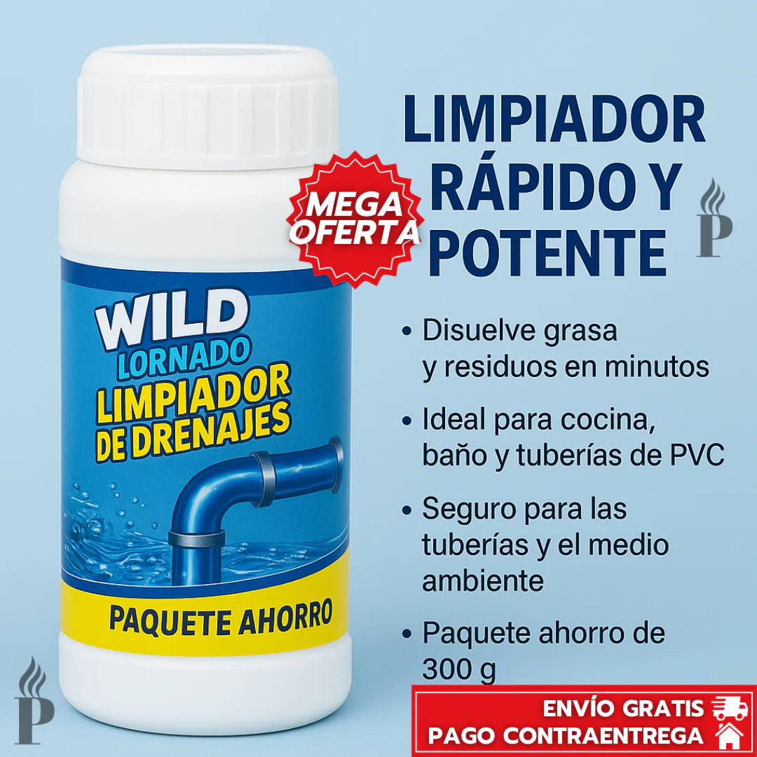 Wild Tornado™: Limpiador Instantáneo de Drenajes y Tuberías